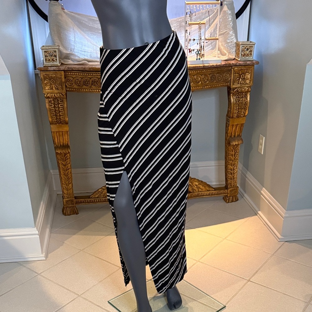 White House Black Market Asymmetrical Black and White Skirt